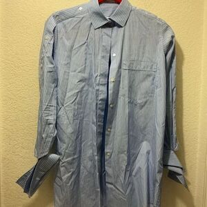 Valentino Light Blue and White Pinstripe Button-Down Shirt size 2